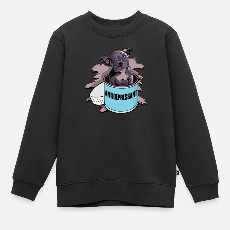 Antidepressivum - grauer Pitbull - Kinder Premium Organic Sweatshirt - Schwarz