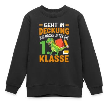 1. Klasse Einschulung Schulanfang Dino - Kinder Premium Organic Sweatshirt - Schwarz - Vorne - AI Model Kid Female (0cm)