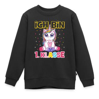 Ich bin 1. Klasse Einschulung Schulanfang - Kinder Premium Organic Sweatshirt - Schwarz - Vorne - AI Model Kid Female (0cm)