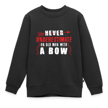 Never Underestimate An Old Man With A Bow - Kinder Premium Organic Sweatshirt - Schwarz - Vorne - AI Model Kid Female (0cm)