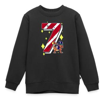 7 ans Dinosaur American Football 7ème B-day - Sweat Premium enfant bio - noir - Devant - AI Model Kid Female (0cm)