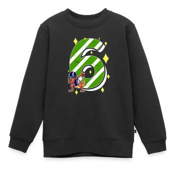 6 ans Dino American Football 6ème B-day Dab - Sweat Premium enfant bio - noir - Devant - AI Model Kid Female (0cm)