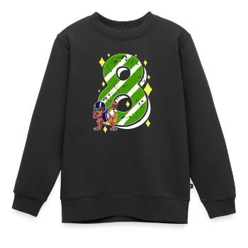 8 ans Dino American Football 8ème B-day Dab - Sweat Premium enfant bio - noir - Devant - AI Model Kid Female (0cm)