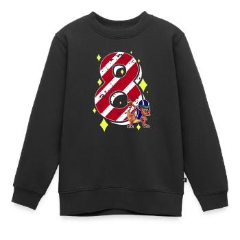 8 ans Dinosaur American Football 8ème B-day - Sweat Premium enfant bio - noir - Devant - AI Model Kid Female (0cm)