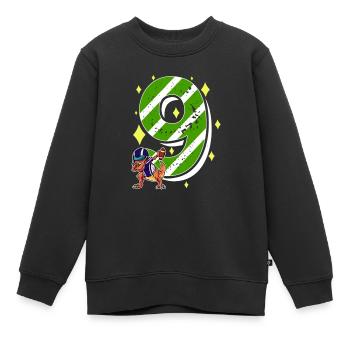 9 Jahre alter Dino American Football 9. B-Day Day - Kinder Premium Organic Sweatshirt - Schwarz - Vorne - AI Model Kid Female (0cm)