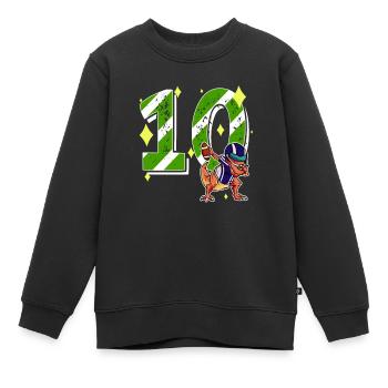 10 ans Dino American Football 10ème B-day Dab - Sweat Premium enfant bio - noir - Devant - AI Model Kid Female (0cm)