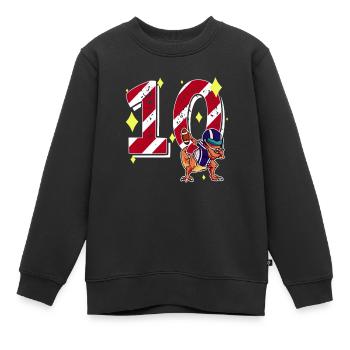 10 ans Dinosaure Football Américain 10ème B-day - Sweat Premium enfant bio - noir - Devant - AI Model Kid Female (0cm)