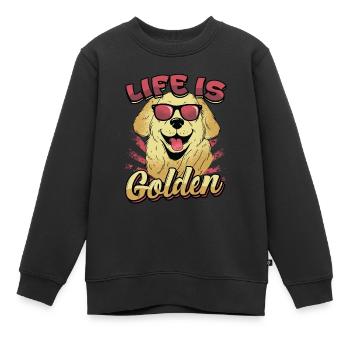 Das Leben ist golden - Golden Retriever - Kinder Premium Organic Sweatshirt - Schwarz - Vorne - AI Model Kid Female (0cm)
