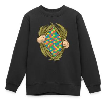 Autisme autistique Autiste - Sweat Premium enfant bio - noir - Devant - AI Model Kid Female (0cm)