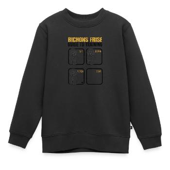 Bichon frise Anleitung zum Training Sit down Fetch - Kinder Premium Organic Sweatshirt - Schwarz - Vorne - AI Model Kid Female (0cm)