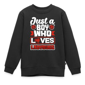 Ladybug Entomology Ladybirds Just a Boy Who Loves - Kinder Premium Organic Sweatshirt - Schwarz - Vorne - AI Model Kid Female (0cm)