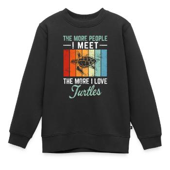 The More People I Meet The More I Love Turtles Sea - Kinder Premium Organic Sweatshirt - Schwarz - Vorne - AI Model Kid Female (0cm)
