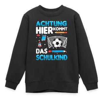 Achtung hier kommt das Schulkind - Kinder Premium Organic Sweatshirt - Schwarz - Vorne - AI Model Kid Female (0cm)