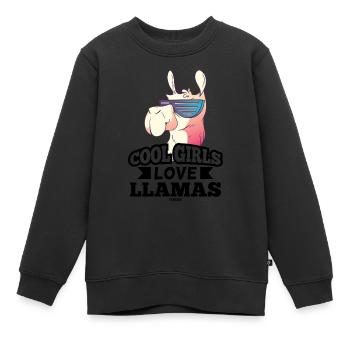 cool lama bébé fille enfant - Sweat Premium enfant bio - noir - Devant - AI Model Kid Female (0cm)