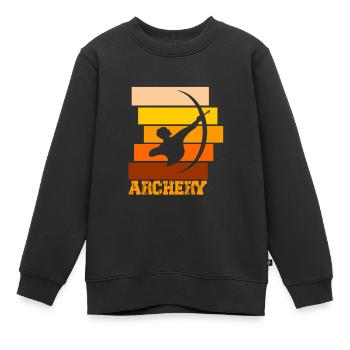 Bogenschießen, Bogen - Kinder Premium Organic Sweatshirt - Schwarz - Vorne - AI Model Kid Female (0cm)