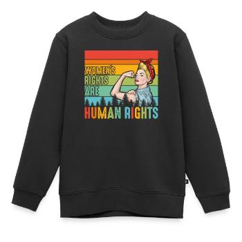 Frauenrechte sind Menschenrechte - Kinder Premium Organic Sweatshirt - Schwarz - Vorne - AI Model Kid Female (0cm)