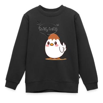 Casque d’oeufs - Sweat Premium enfant bio - noir - Devant - AI Model Kid Female (0cm)