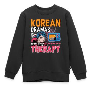 Design pop coréen pour un fan de mode K-Pop - Sweat Premium enfant bio - noir - Devant - AI Model Kid Female (0cm)
