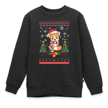 Ugly Christmas Fuchs Muster Strick Xmas Christkind - Kinder Premium Organic Sweatshirt - Schwarz - Vorne - AI Model Kid Female (0cm)