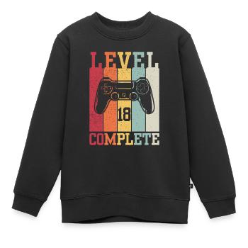 Level 18 abgeschlossen - Kinder Premium Organic Sweatshirt - Schwarz - Vorne - AI Model Kid Female (0cm)