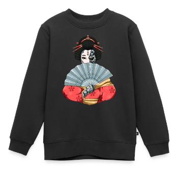 Cyborg Geisha Cyber Aesthetics - Kids Premium Organic Sweatshirt - black - Front - AI Model Kid Female (0cm)