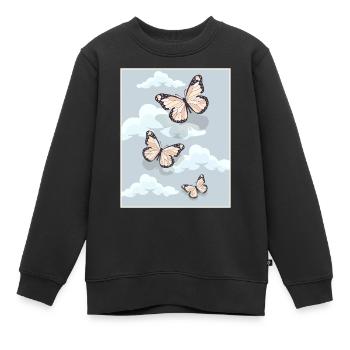 Danish Pastel Aesthetic Butterflies - Kids Premium Organic Sweatshirt - black - Front - AI Model Kid Female (0cm)