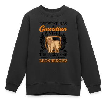 Ange gardien Leonberger - Sweat Premium enfant bio - noir - Devant - AI Model Kid Female (0cm)