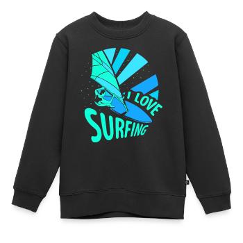 J’adore surfer surf surf surf surf - Sweat Premium enfant bio - noir - Devant - AI Model Kid Female (0cm)