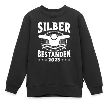 Silber Schwimmer Prüfung Silber Schwimmabzeichen - Kinder Premium Organic Sweatshirt - Schwarz - Vorne - AI Model Kid Female (0cm)