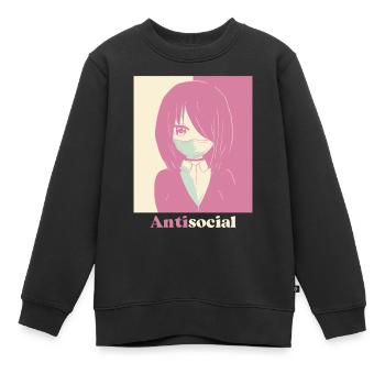 Dänische Pastell-Ästhetik Antisoziale Anime Mädche - Kinder Premium Organic Sweatshirt - Schwarz - Vorne - AI Model Kid Female (0cm)