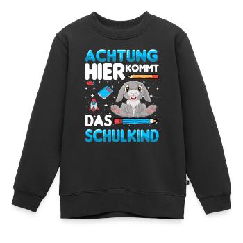 Schulkind Hase Einschulung 1. Klasse Schule - Kinder Premium Organic Sweatshirt - Schwarz - Vorne - AI Model Kid Female (0cm)