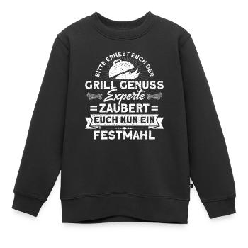 Grill Genuss Experte BBQ Grillmeister Spruch - Kinder Premium Organic Sweatshirt - Schwarz - Vorne - AI Model Kid Female (0cm)