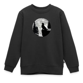 Golden retriever hurlant sur la lune - mobilité - Sweat Premium enfant bio - noir - Devant - AI Model Kid Female (0cm)