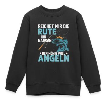 Reichet mir die Rute ihr Narren Angler Fischer - Kinder Premium Organic Sweatshirt - Schwarz - Vorne - AI Model Kid Female (0cm)