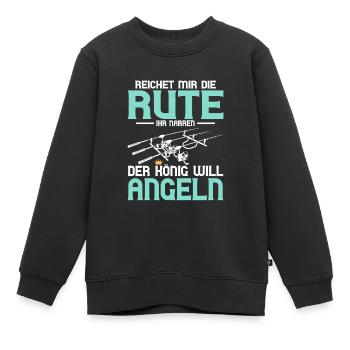 Reichet mir die Rute ihr Narren Fischer Angler - Kinder Premium Organic Sweatshirt - Schwarz - Vorne - AI Model Kid Female (0cm)