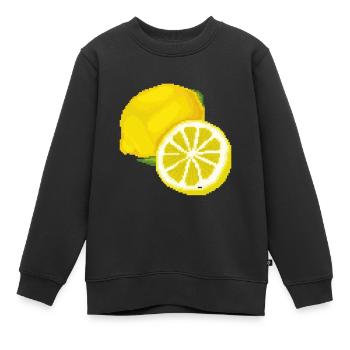 Retro Pixel Zitrone - Kinder Premium Organic Sweatshirt - Schwarz - Vorne - AI Model Kid Female (0cm)