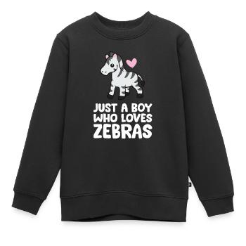 Nur ein Junge, der Zebras liebt - Kinder Premium Organic Sweatshirt - Schwarz - Vorne - AI Model Kid Female (0cm)