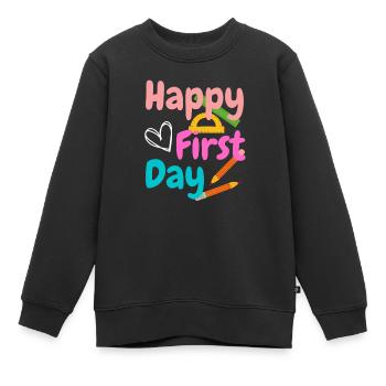 Happy First Day of School Shirt Kindergarten Teach - Kinder Premium Organic Sweatshirt - Schwarz - Vorne - AI Model Kid Female (0cm)