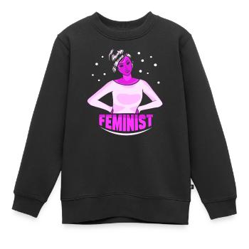 Féminisme féministe féministe féministe - Sweat Premium enfant bio - noir - Devant - AI Model Kid Female (0cm)