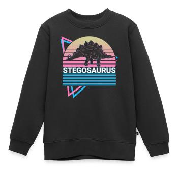 Stegosaurus Dinosaurier Retro - Kinder Premium Organic Sweatshirt - Schwarz - Vorne - AI Model Kid Female (0cm)