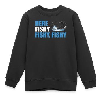 Bateau de pêche - Sweat Premium enfant bio - noir - Devant - AI Model Kid Female (0cm)