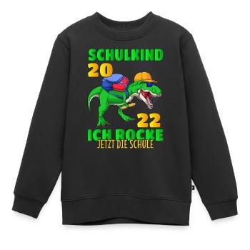 Schulkind 2022 Dino Dinosaurier Schule kinder - Kinder Premium Organic Sweatshirt - Schwarz - Vorne - AI Model Kid Female (0cm)