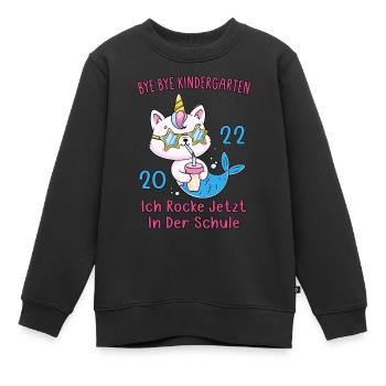 Schulkind 2022 Meerjungfrau Bye Bye Kindergarten - Kinder Premium Organic Sweatshirt - Schwarz - Vorne - AI Model Kid Female (0cm)