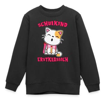 Schulkind Erstklassig Katze mit Schultüte 2022 - Kinder Premium Organic Sweatshirt - Schwarz - Vorne - AI Model Kid Female (0cm)