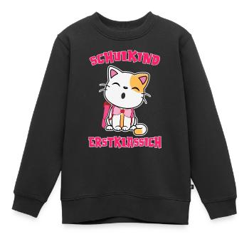 Schulkind Erstklassig Katze mit Schultüte 2022 - Kinder Premium Organic Sweatshirt - Schwarz - Vorne - AI Model Kid Female (0cm)