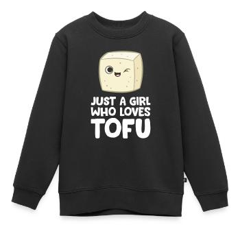 Juste une fille qui aime le tofu - Sweat Premium enfant bio - noir - Devant - AI Model Kid Female (0cm)