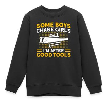 I'm looking for good tools carpenters - Kids Premium Organic Sweatshirt - black - Front - AI Model Kid Female (0cm)