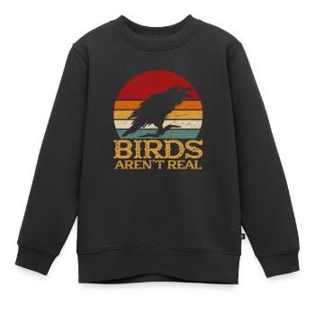 Vintage Birds Arent Real Spion Wache Spionage - Kinder Premium Organic Sweatshirt - Schwarz - Vorne - AI Model Kid Female (0cm)