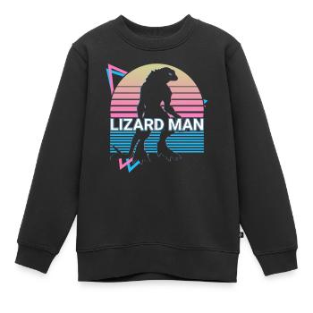 Eidechsenmann Kryptide Kryptozoologie Retro - Kinder Premium Organic Sweatshirt - Schwarz - Vorne - AI Model Kid Female (0cm)