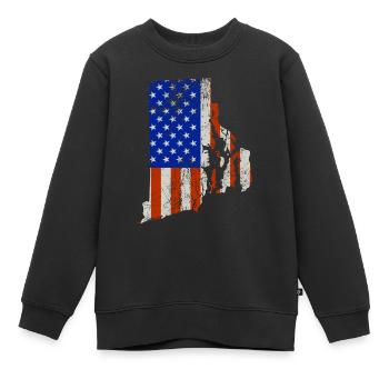 Rhode Island Home Usa flaggen geschenk - Kinder Premium Organic Sweatshirt - Schwarz - Vorne - AI Model Kid Female (0cm)